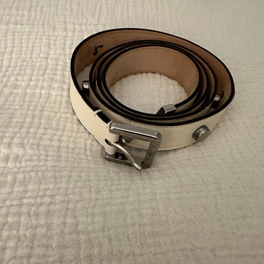 Jimmy Choo White Belt with Silver Buckle